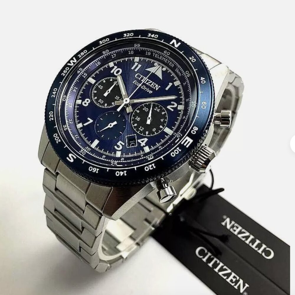 Men's Citizen Blue Chronograph Watch New
